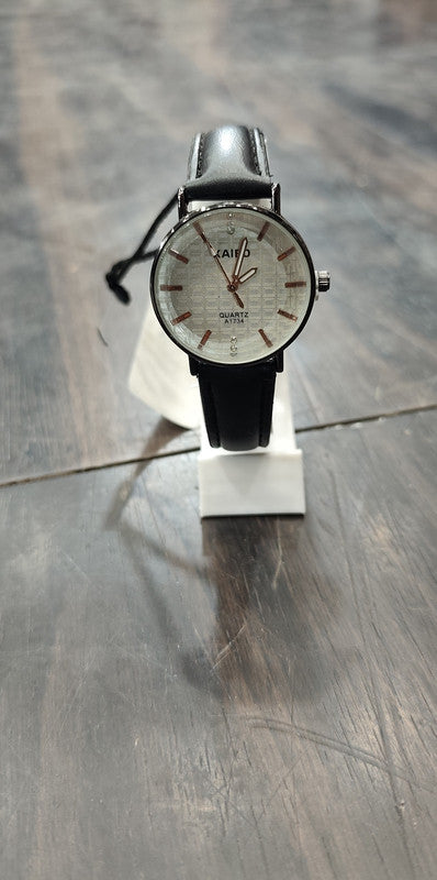 Kaifo Minimalist Analog Quartz Watch with Black Leather Strap