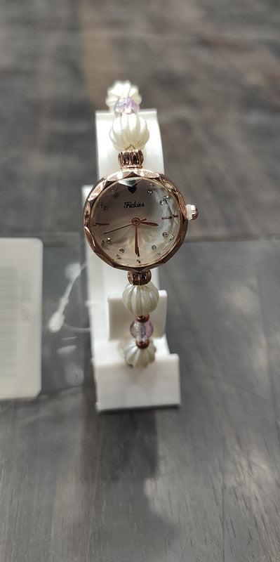 Fickies Pearl Bracelet Rose Gold Analog Watch