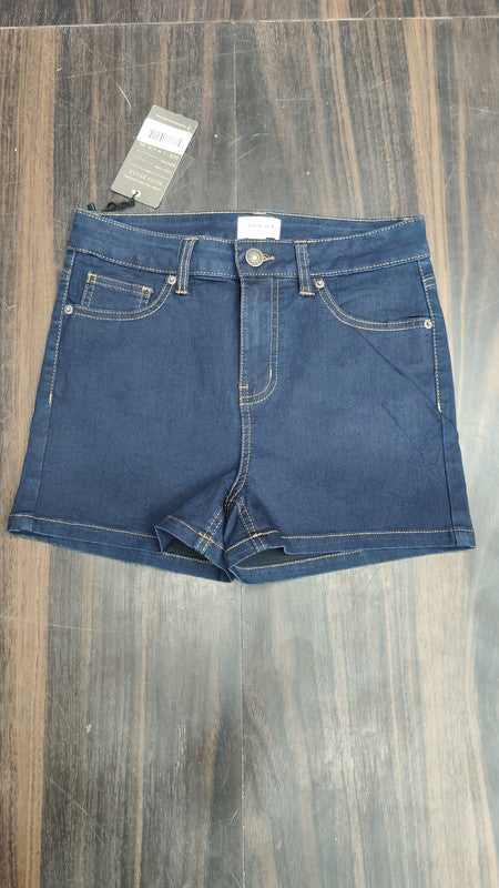 High-Rise Dark Wash Denim Shorts : Size 28
