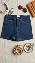 High-Rise Dark Wash Denim Shorts : Size 28