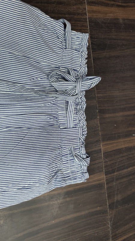 Striped High-Rise Paperbag Shorts with Tie Belt : Size 32