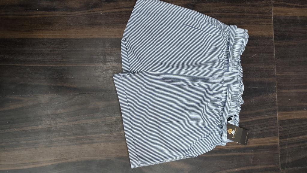 Striped High-Rise Paperbag Shorts with Tie Belt : Size 32