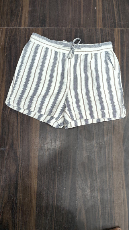 Striped Linen-Blend Drawstring Shorts : Size 34