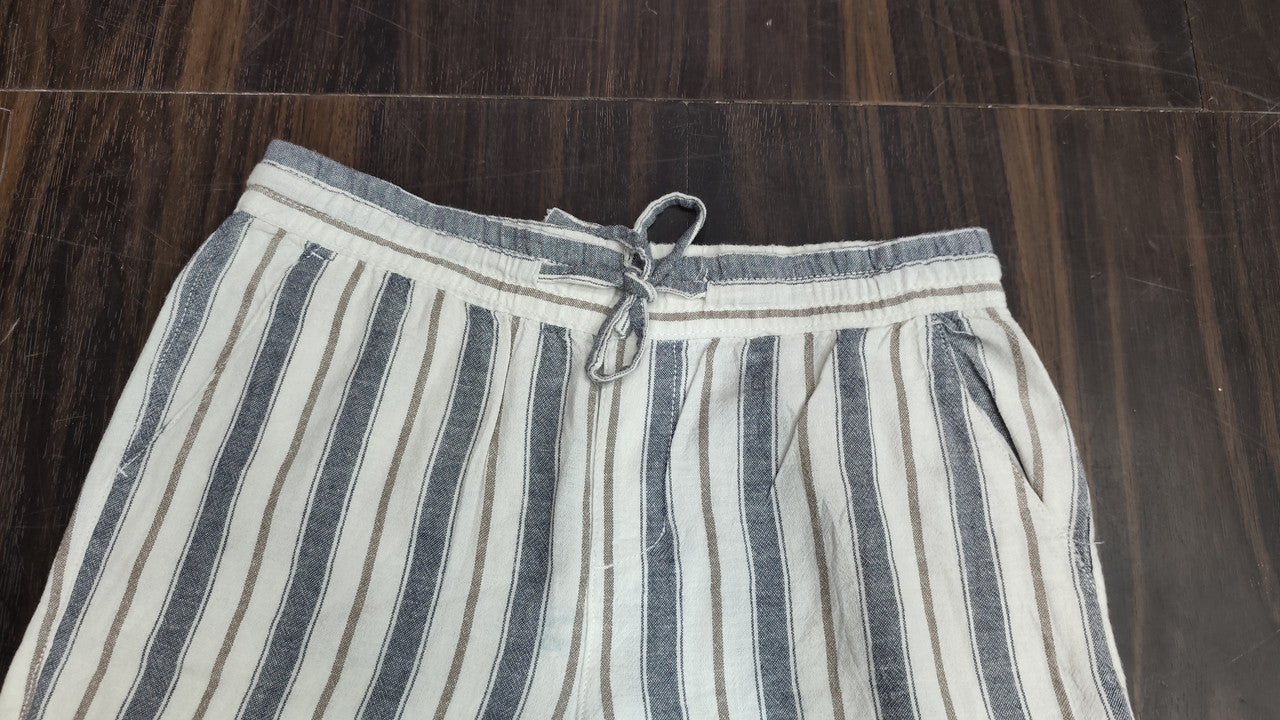 Striped Linen-Blend Drawstring Shorts : Size 34