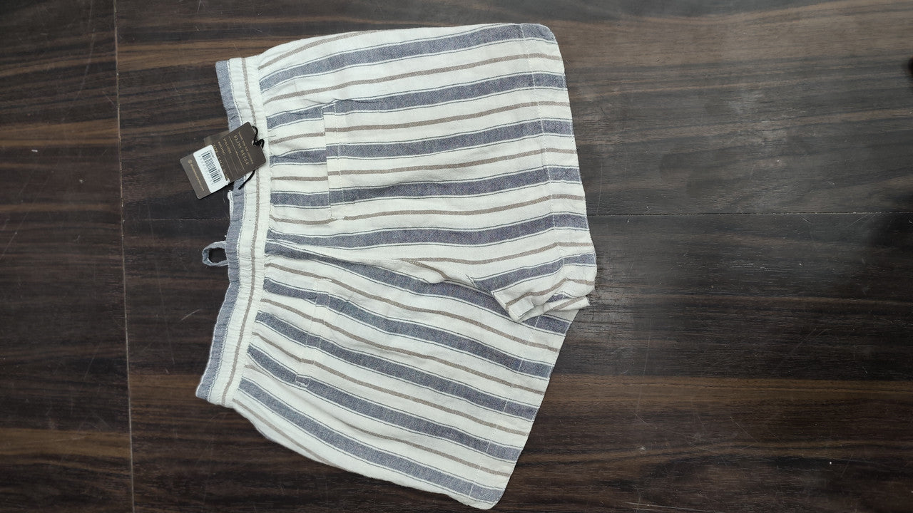 Striped Linen-Blend Drawstring Shorts : Size 34