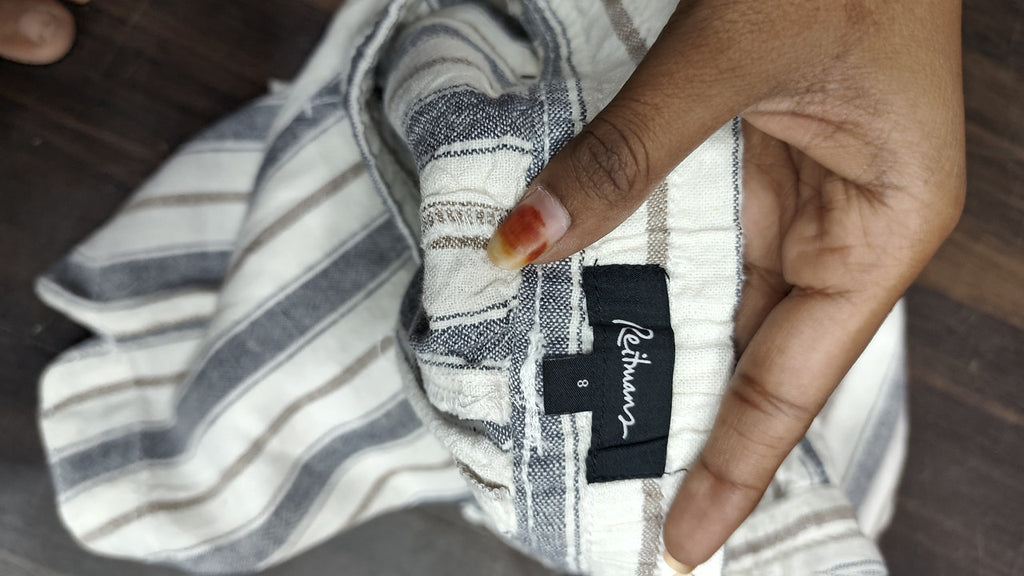 Striped Linen-Blend Drawstring Shorts : Size 34