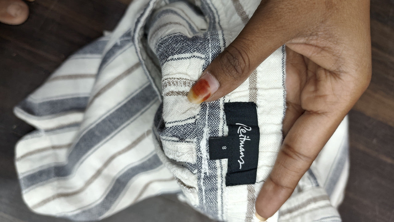 Striped Linen-Blend Drawstring Shorts : Size 34