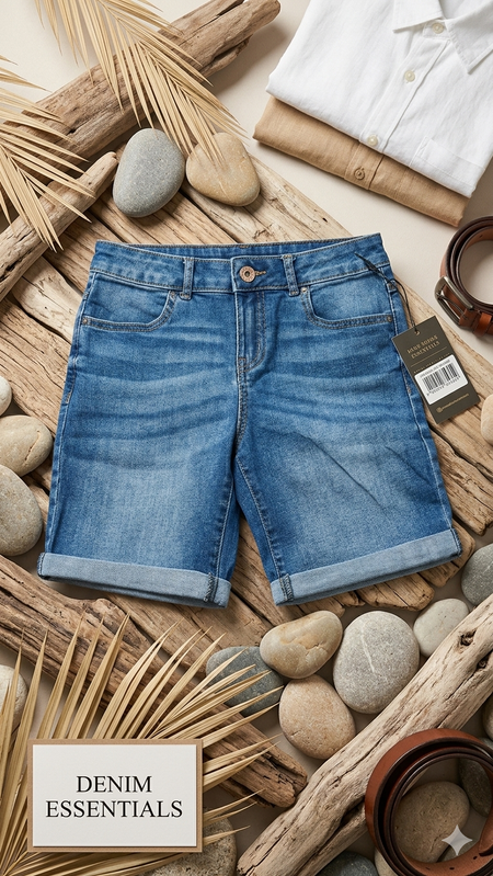 Women's Mid-Rise Cuffed Denim Shorts : Size 26