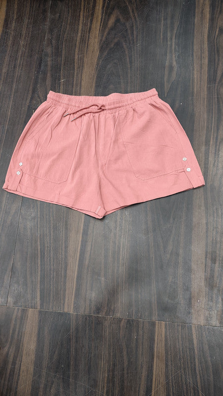 Women's Dusty Pink High-Rise Cotton Shorts : Size 36
