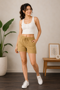 Khaki Chino Jogger Shorts : Size 28