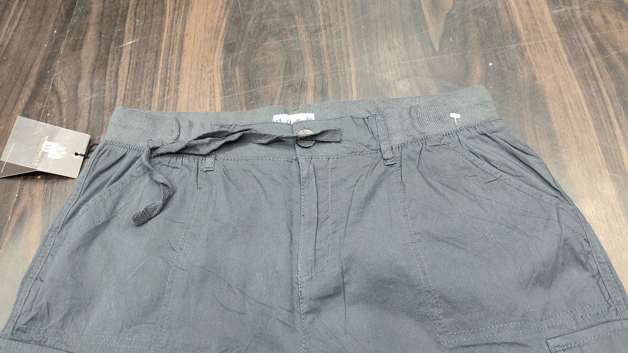 High-Rise Cotton Cargo Shorts : Size 34