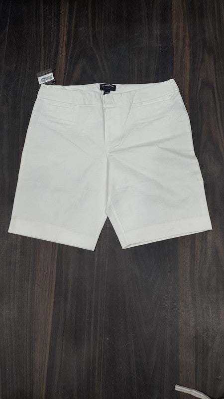 White Mid-Rise Cotton Shorts : Size 36