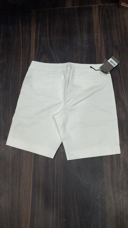 White Mid-Rise Cotton Shorts : Size 36