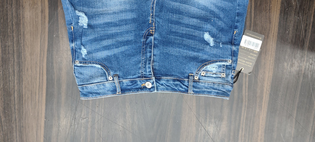 Women’s Distressed Mid-Wash Cuffed Denim Shorts : Size 28