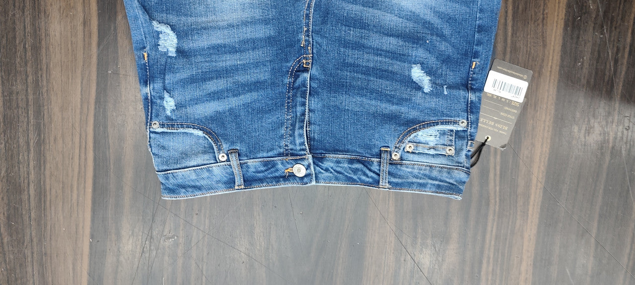 Women’s Distressed Mid-Wash Cuffed Denim Shorts : Size 28
