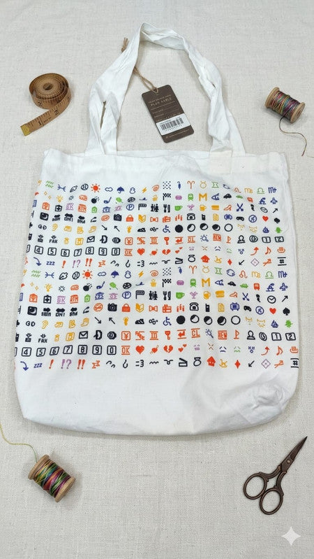 NTT DOCOMO Japanese Tote White bag Calligraphy Cotton Soft