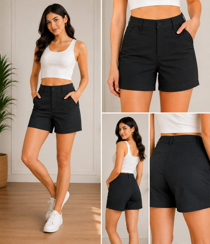 Black Bermuda Shorts with Utility Pockets : Size 28