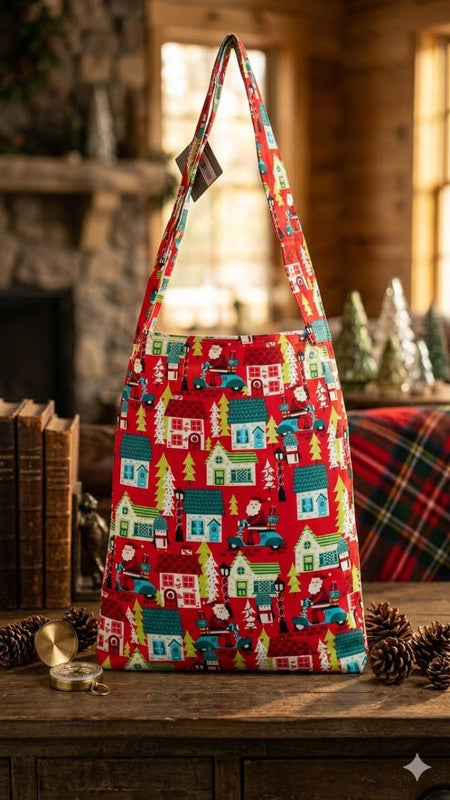 Festive Village Cotton Tote Bag