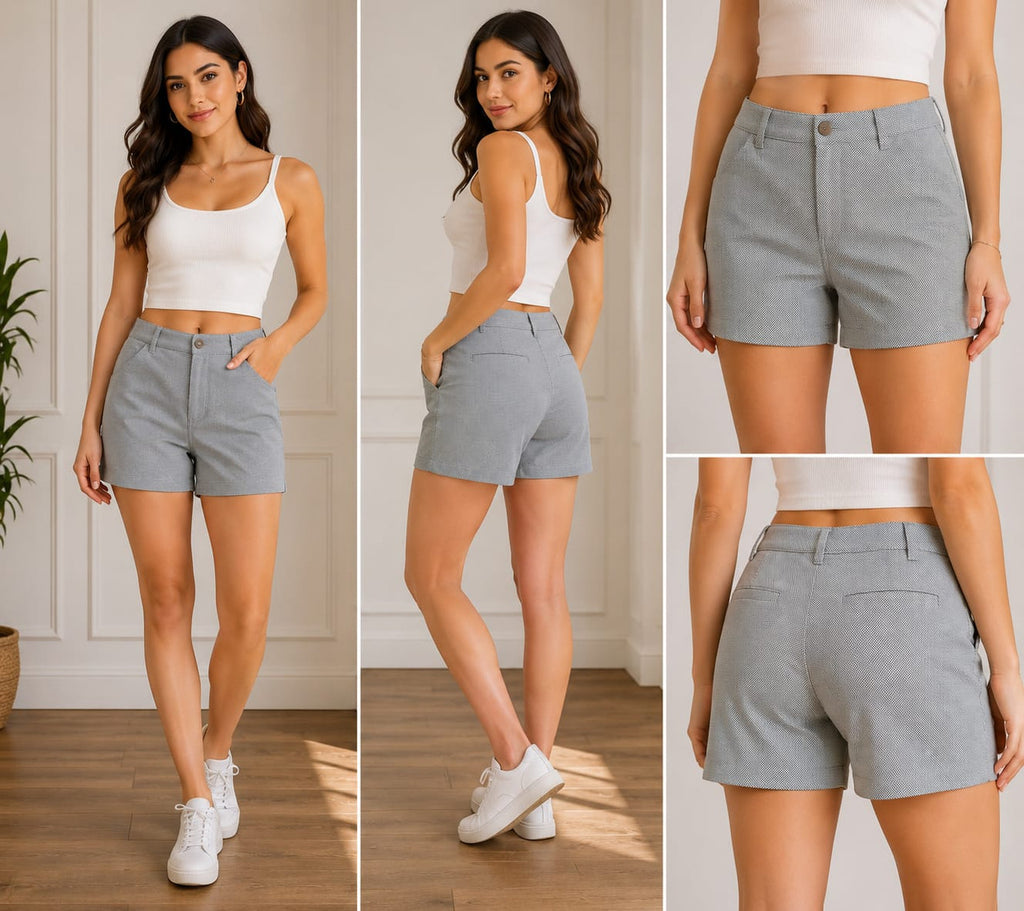 Textured Slim Fit Bermuda Shorts : Size 36