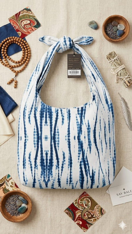 Indigo Shibori Knot Bag