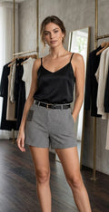 Women's Mid-Rise Gingham and Polka Dot Tailored Shorts : Size 32