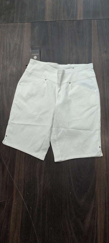Women's Premium White Cotton Chino Shorts - Regular Fit : Size 30