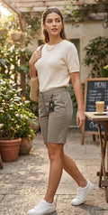 Women’s Premium Pure Cotton Solid Khaki Chino Shorts : Size 38