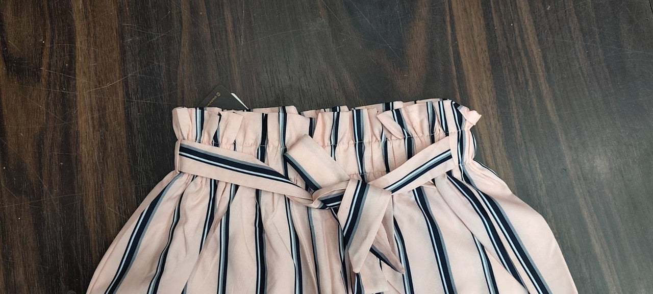 Striped Paperbag Waist Belted Shorts : Size 24