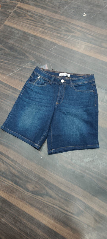 Blue Solid Denim Shorts : Size 30