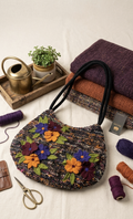 Handmade 3D Floral Appliqué Textured Tote Bag