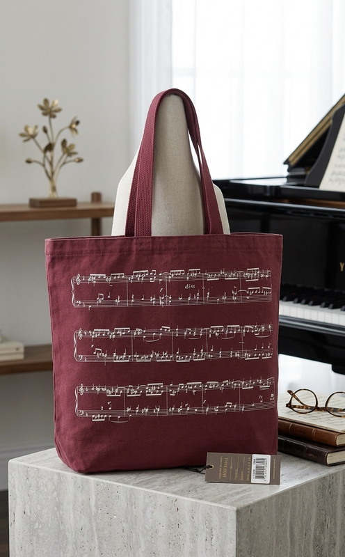 Sheet Music Bordeaux Canvas Tote Bag