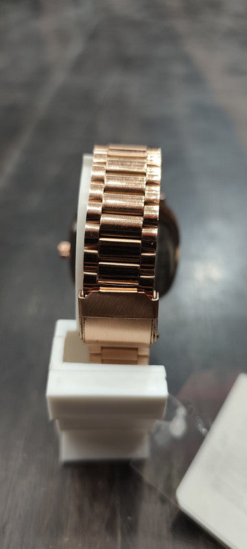 FIXEN Men's Vintage Square Quartz Watch – Blue Dial with Rose Gold Stainless Steel Link Bracelet