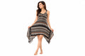 Women's Geometric Print Asymmetric "Hanky Hem" Mini Dress - Size: L
