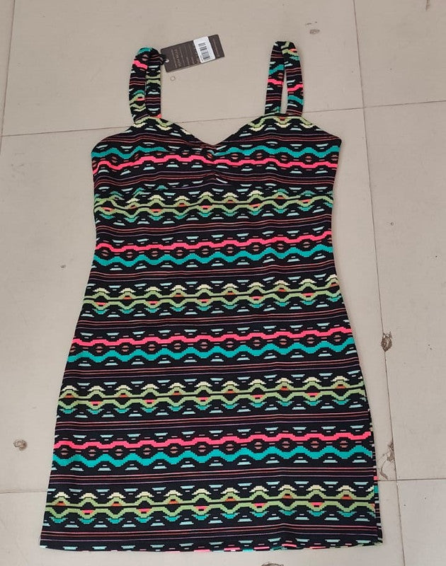 Coachella Tribal Pattern Bodycon Mini Dress - Size: XXS