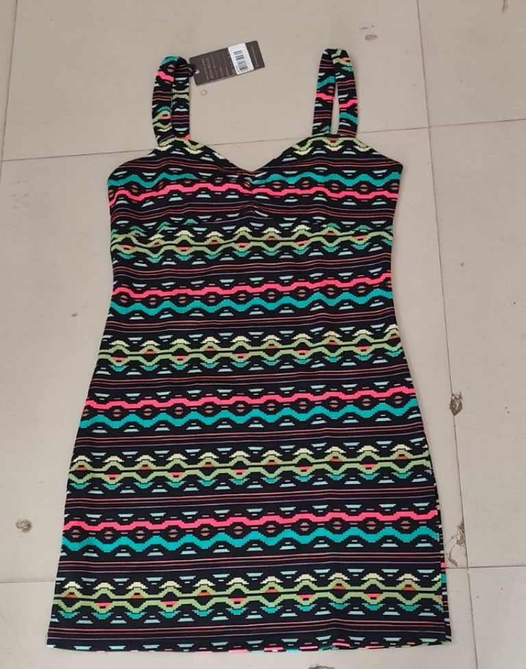 Coachella Tribal Pattern Bodycon Mini Dress - Size: XXS