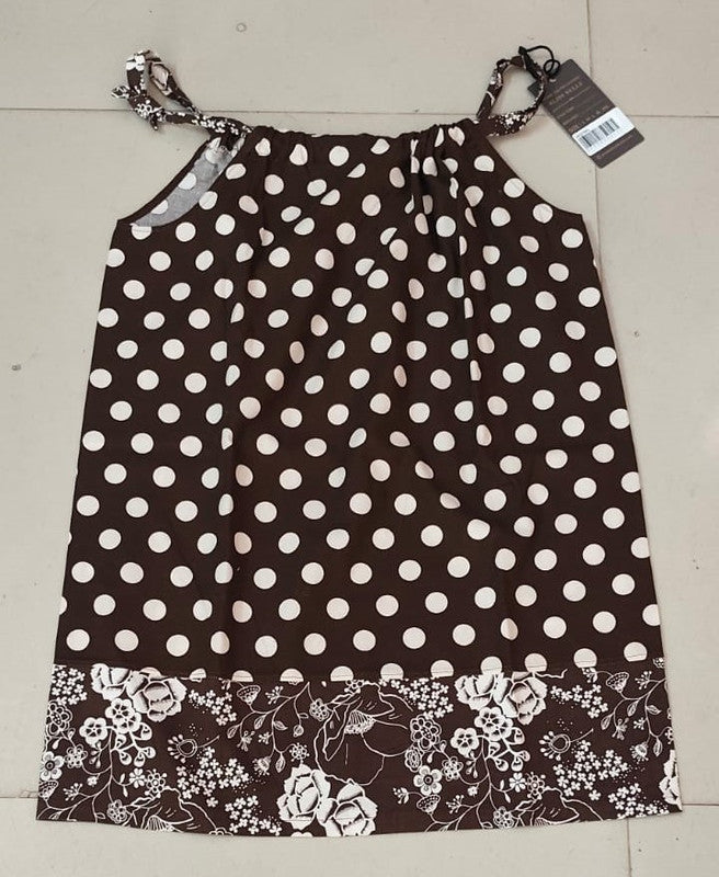 Chocolate Brown Polka Dot & Floral Mini Dress - Size: M