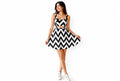 Women's Black & White Chevron Cut-Out Skater Dress - Size: XXS