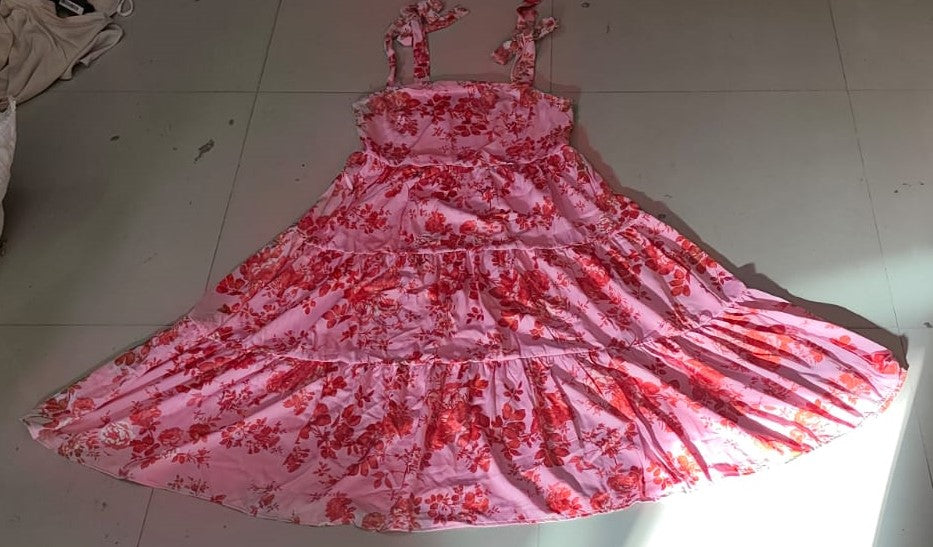 Floral Tiered Western Midi Dress - Size: L