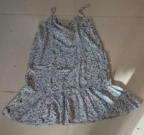 Blue Ditsy Floral Tie-Shoulder Mini Dress - Size: S