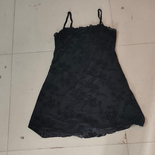 Black Floral Mini Slip Dress - Size: XXS