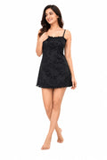 Black Floral Mini Slip Dress - Size: XXS