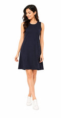 Navy Blue Sleeveless Swing Dress - Size: XL