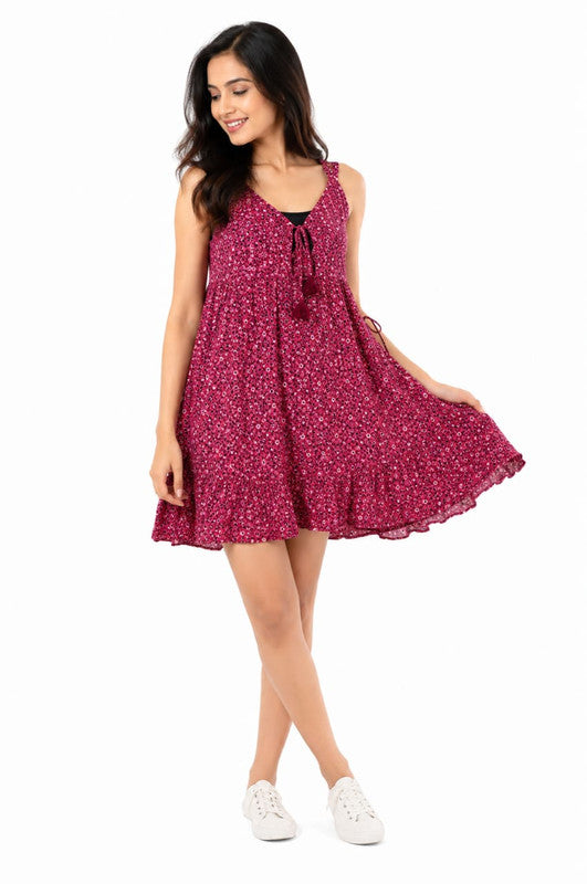 Women's Floral Printed Fit and Flare Short Dress - Size: 3XL