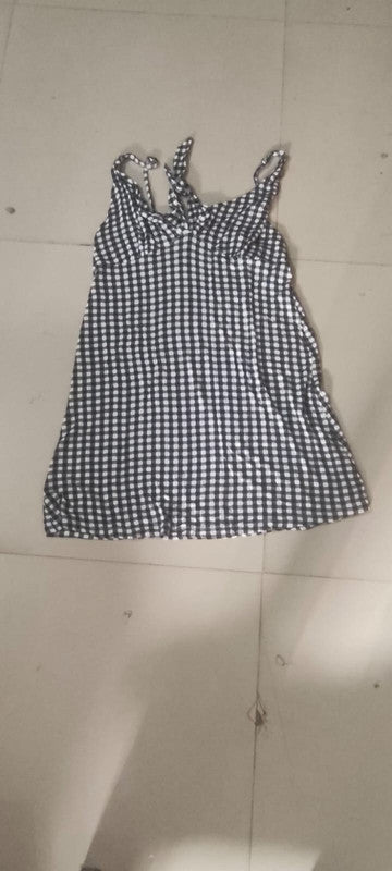 Gingham Tie-Front Mini Dress - Size: M