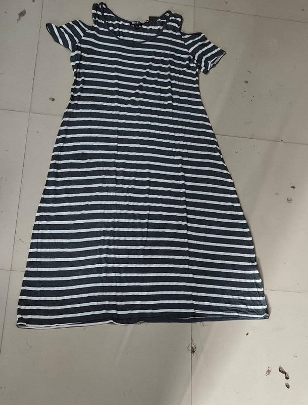 Women's Striped Cold-Shoulder A-Line Dress - Size: XXL