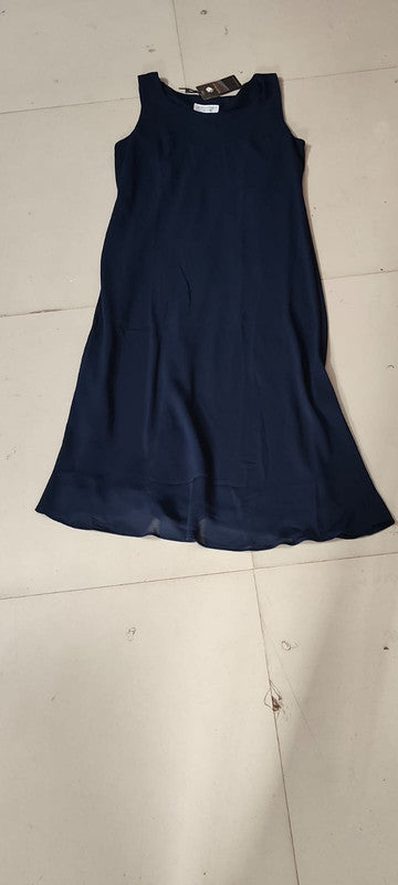 Navy Blue Sleeveless A-Line Shift Dress - Size: L