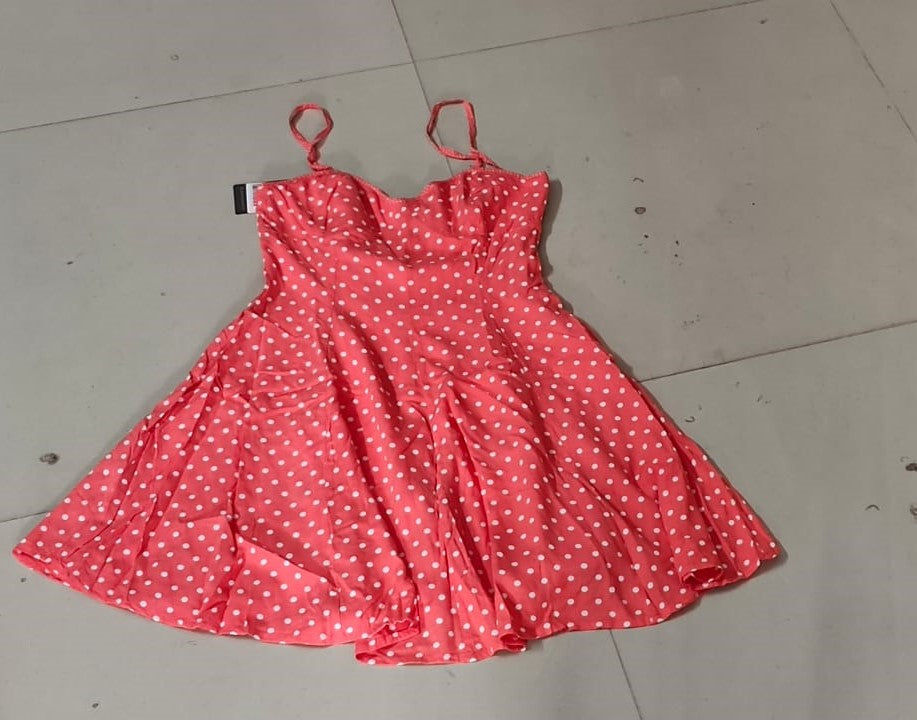 Pink & White Polka Dot Fit & Flare Mini Dress - Size: XS