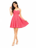 Pink & White Polka Dot Fit & Flare Mini Dress - Size: XS