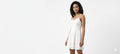 White Schiffli-Detailed A-Line Mini Dress - Size: S