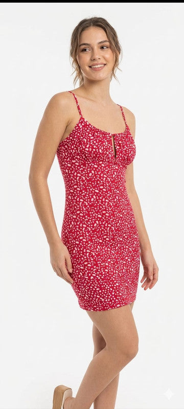 Ditsy Floral Ruched Bust Mini Cami Dress - Size: XXL